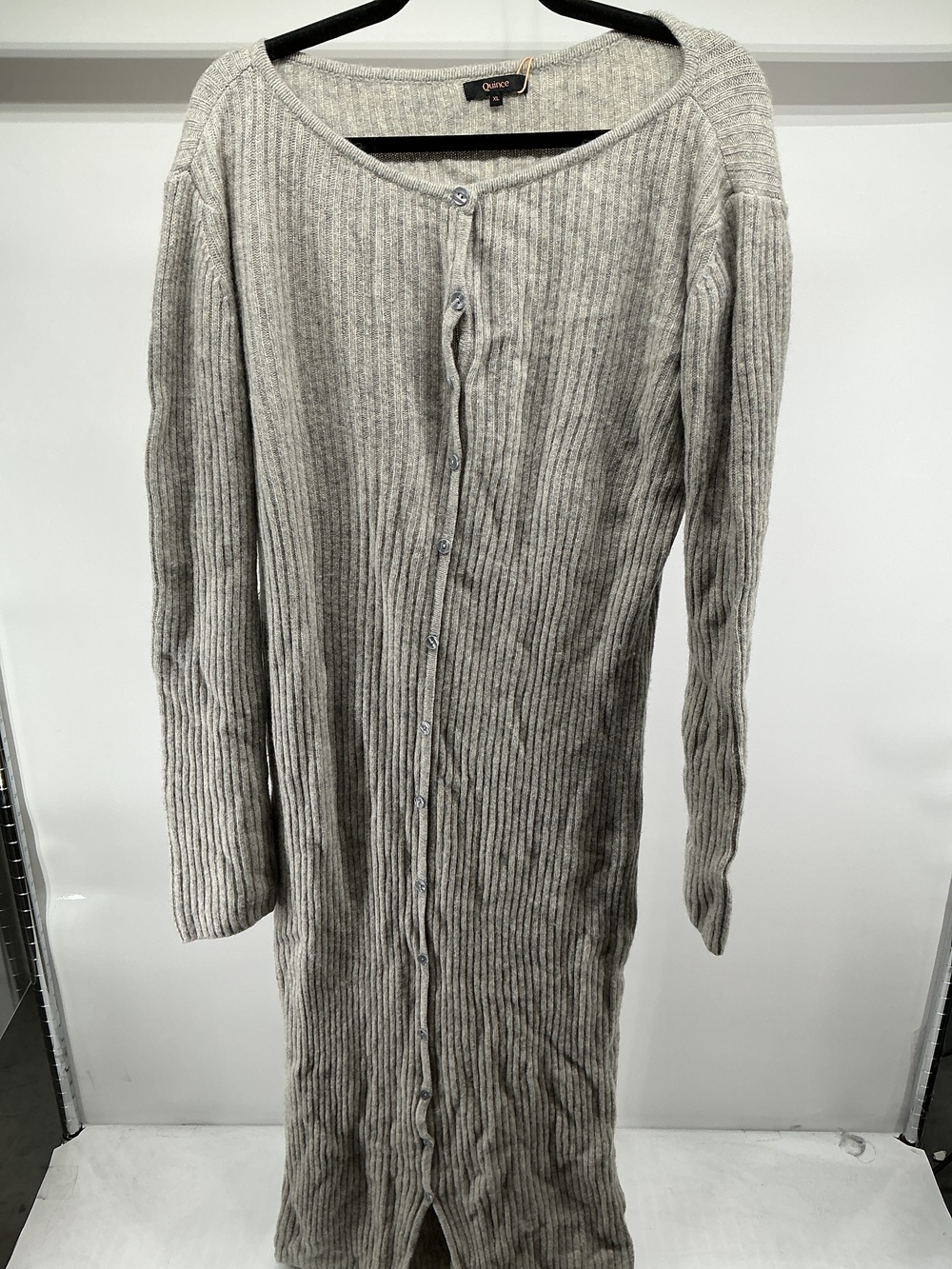 100% Yak Wool Ribbed Cardigan Sweater Dress